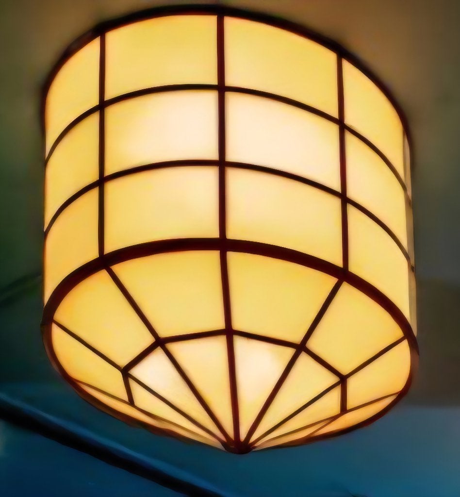 Grote Art Deco hanglamp 130 x 120 cm met echt gebogen glas, Ophalen