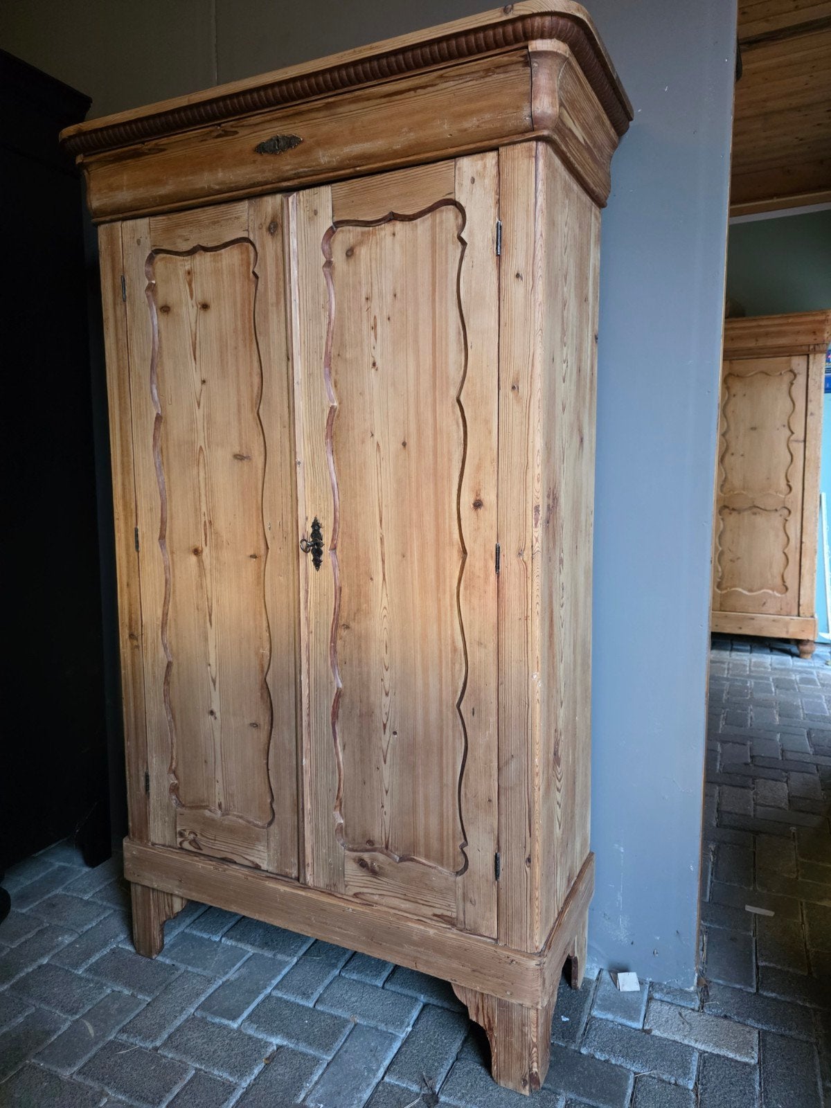 grenen biedermeier meidenkast kledingkast bez mogelijk, Ophalen of Verzenden