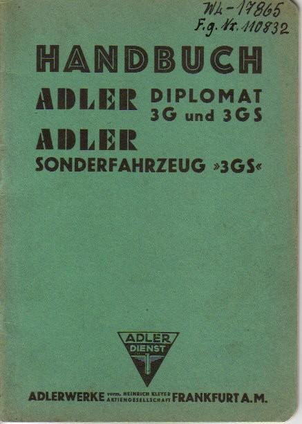 Adler Diplomat 3 G und 3GS Sonderfahrzeug Handbuch (A1173), Verzamelen, Verzenden, Landmacht, Duitsland, Boek of Tijdschrift