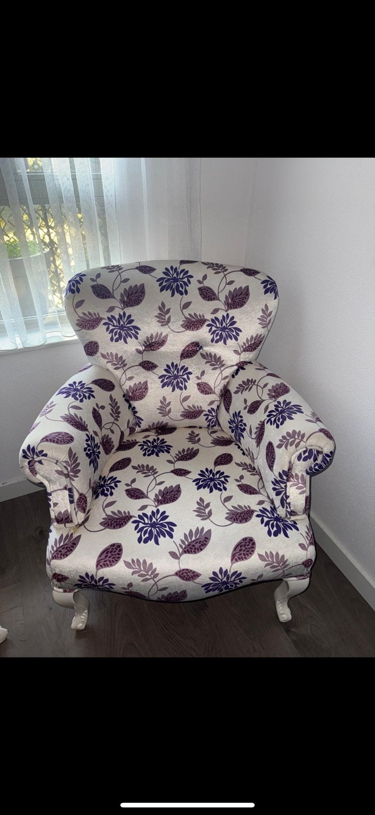 Stoelen wit met paars design, Ophalen, Zo goed als nieuw, 75 tot 100 cm, Minder dan 150 cm