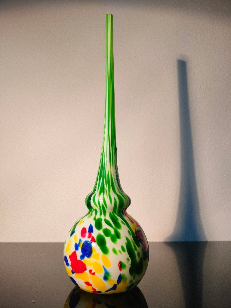Murano Solifleur Design Art Groen Kleurrijk 1970, Antiek en Kunst, Antiek | Glas en Kristal, Ophalen of Verzenden