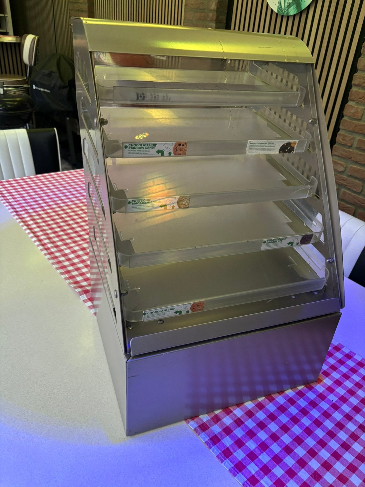 Vitrine display RVS vershouden product zoals koekjes, Ophalen, Zo goed als nieuw, Rvs of Chroom