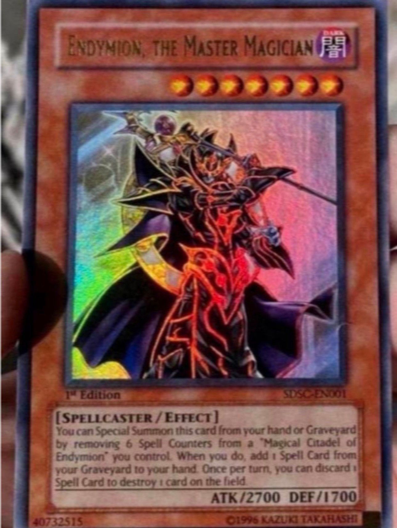 Yu-Gi-Oh! Endymion, the Master Magician SDSC 1st Edition !, Ophalen of Verzenden, Gebruikt, Losse kaart, Foil
