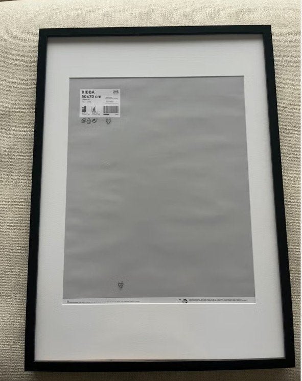 IKEA RIBBA Fotolijst Zwart 50x70 cm met Passe-partout, Huis en Inrichting, Ophalen, Hangend, Nieuw, Fotolijst