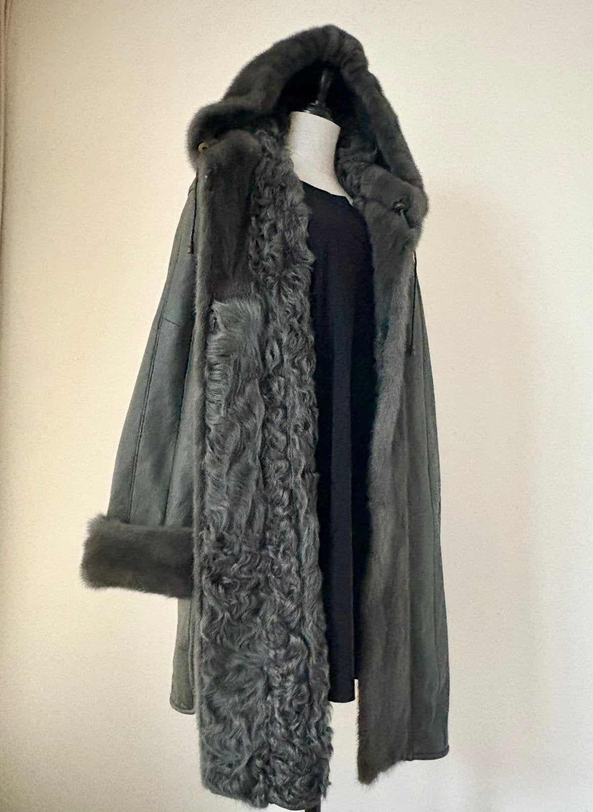 Luxe lammy coat caban parka M 40/42 NP 2.700,- nerts bont, Ophalen of Verzenden, Nieuw, Maat 42/44 (L), Grijs