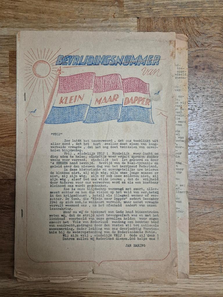 Wo2 verzetskrant Klein Maar Dapper bevrijdingsnummer, Verzamelen, Ophalen of Verzenden, Duitsland