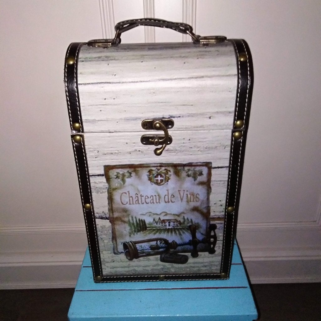 Wijnkistje Chateau du vin voor 2 flessen, Huis en Inrichting, Woonaccessoires | Kisten, Ophalen, Minder dan 50 cm, Gebruikt, Minder dan 50 cm