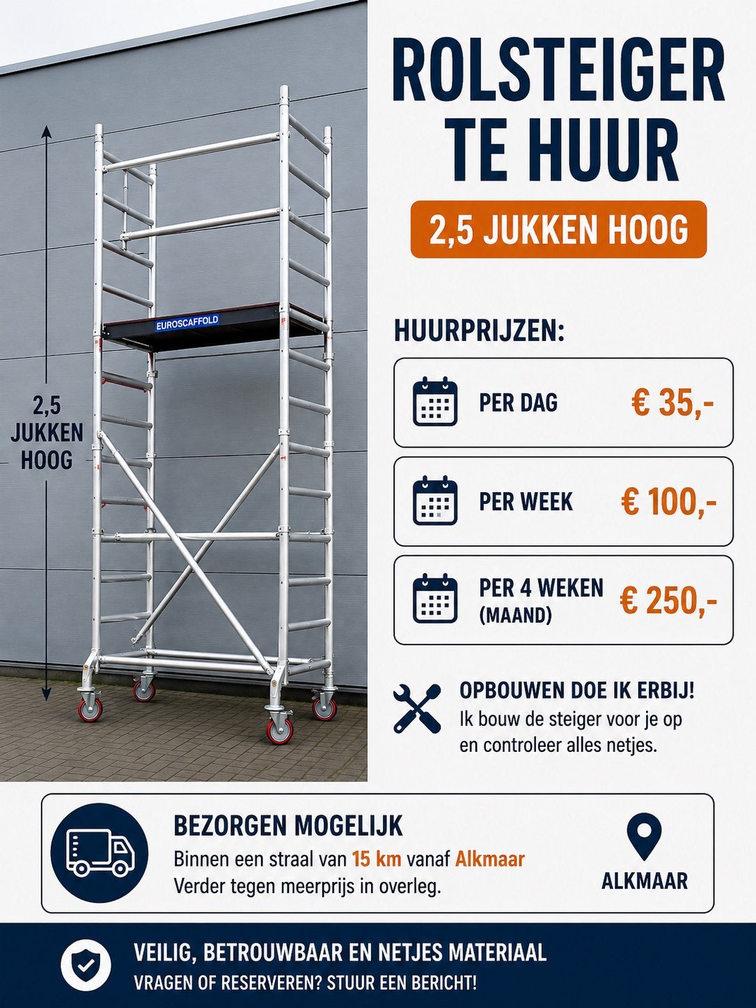 Rolsteiger huren!, Ophalen, Zo goed als nieuw, Rolsteiger of Kamersteiger, 5 meter of hoger