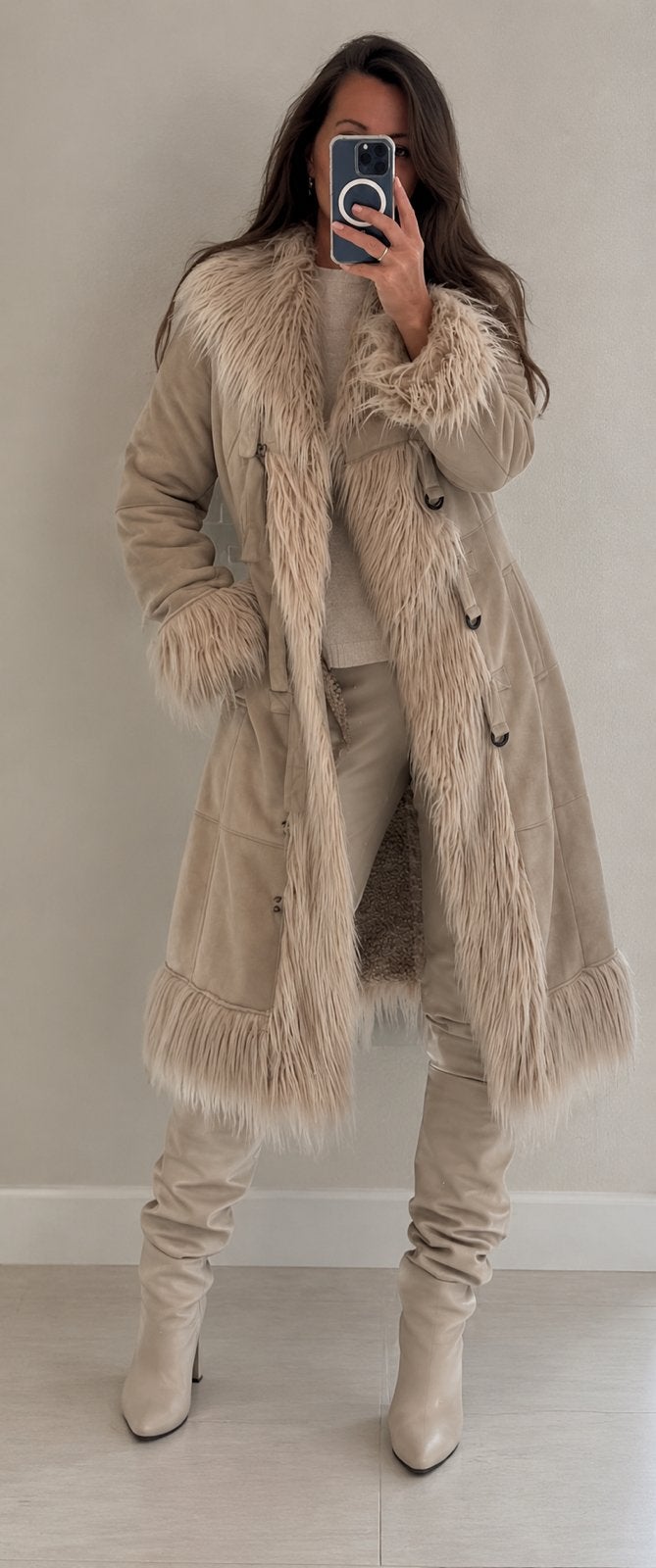 Mooie lange vintage Afghaanse jas Bandolera Penny Lane boho, Ophalen of Verzenden, Zo goed als nieuw, Maat 42/44 (L), Beige