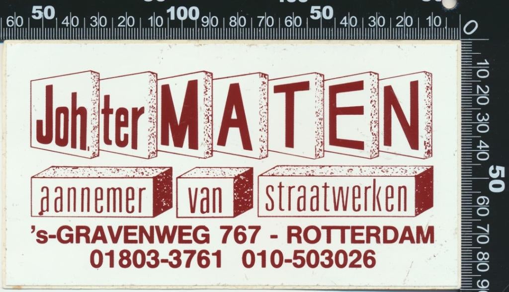 Sticker: Ter Maten - Aannemer van straatwerken - Rotterdam, Ophalen of Verzenden, Zo goed als nieuw, Bedrijf of Vereniging