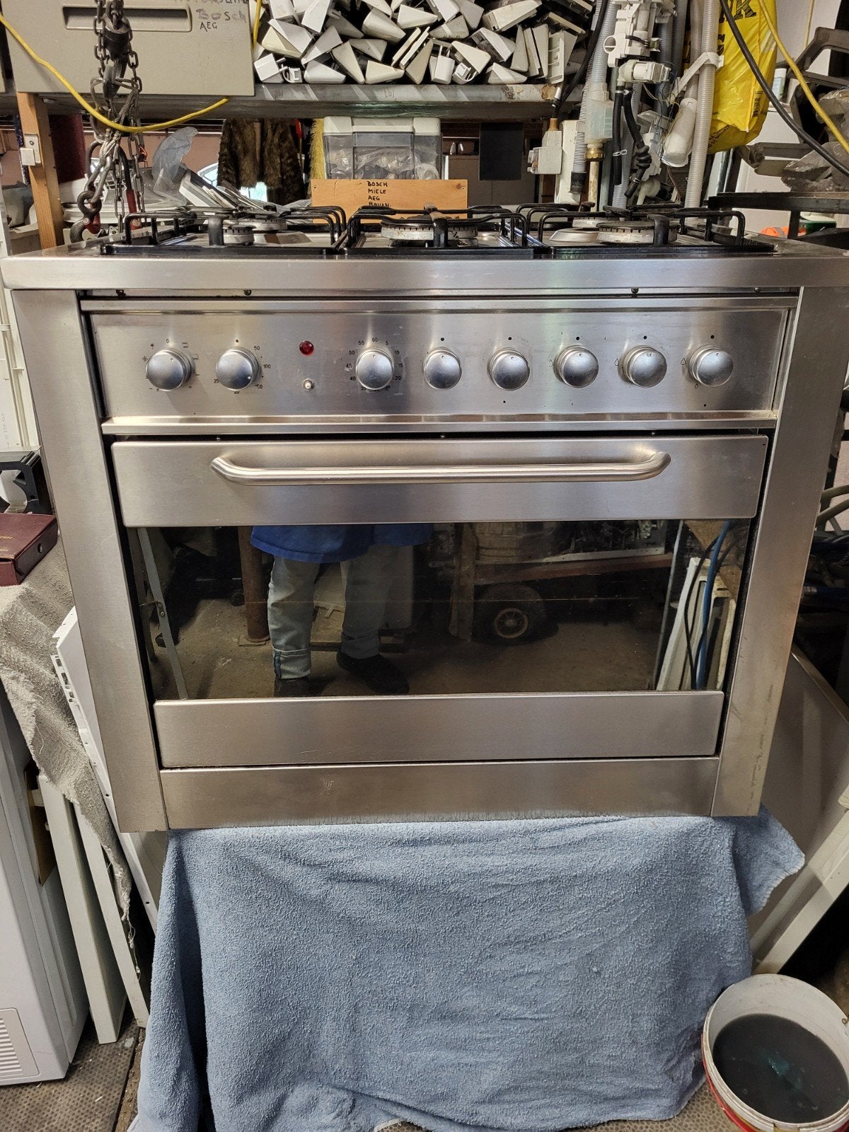 Aniston RVS   5 pits gasfornuis met elektrische oven en vonk, Ophalen, Gebruikt, 60 cm of meer, Gas