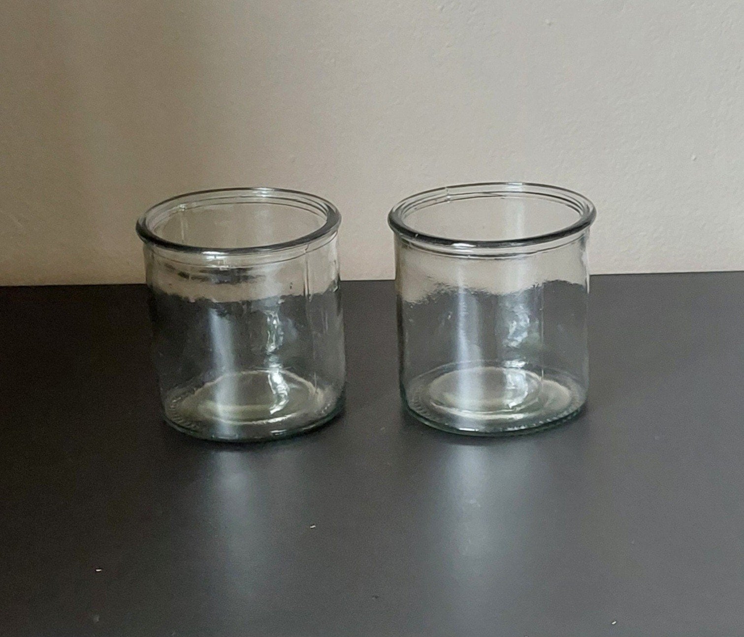 Set van 2 glazen potjes, Huis en Inrichting, Overige typen, Ophalen, Zo goed als nieuw, Glas