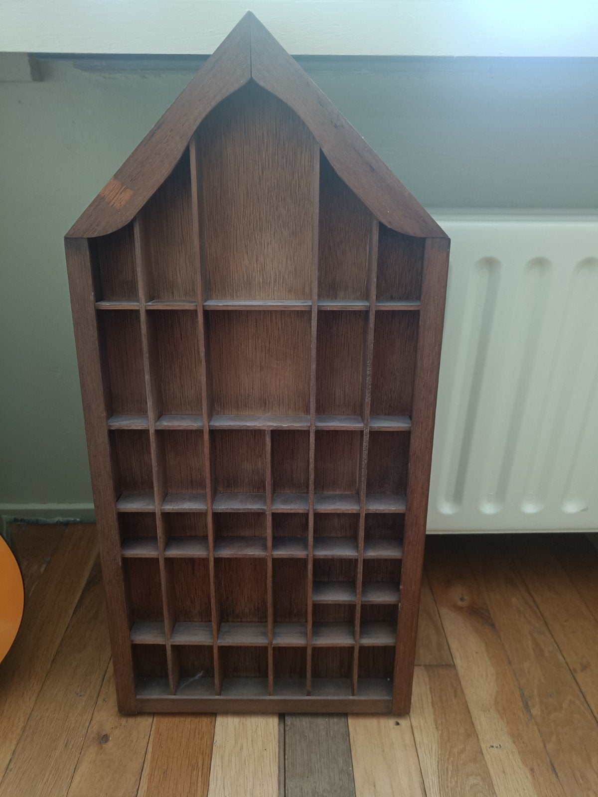 Antieke houten letterbak / verzamelkastje, Ophalen, 25 tot 50 cm, Minder dan 100 cm