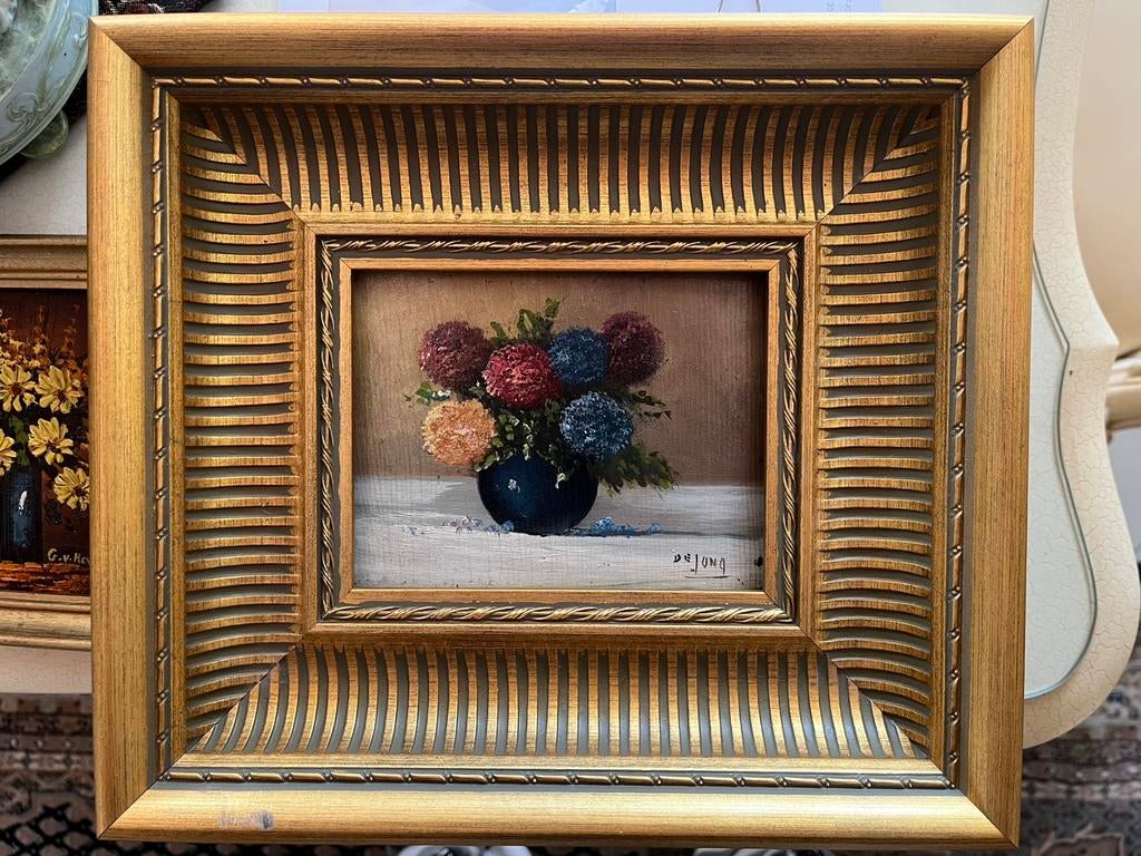 Antiek olieverf bloemen stilleven, Ophalen of Verzenden