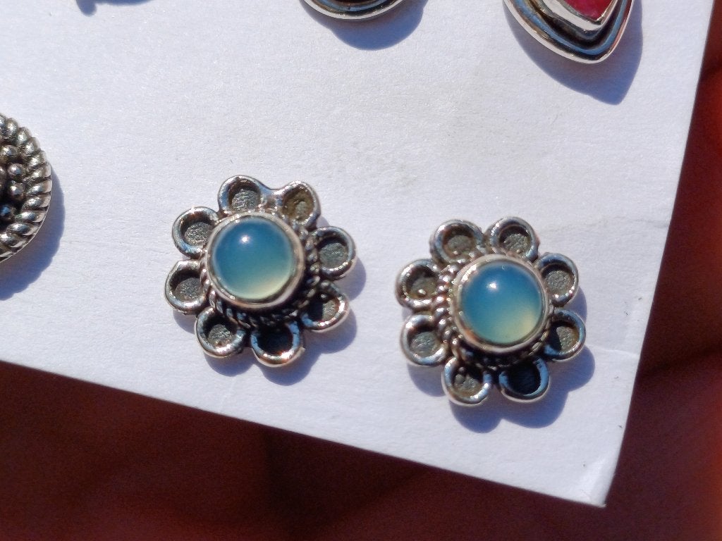 Vanoli - 925 zilveren oorbellen oorknopjes chalcedoon, Sieraden, Tassen en Uiterlijk, Oorbellen, Daiva1973@hotmail.com, Vanoli