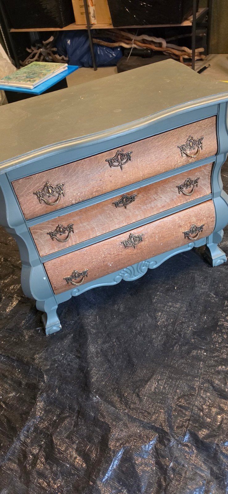 Vintage bombé ladekast / barok commode - 3 lades, Ophalen