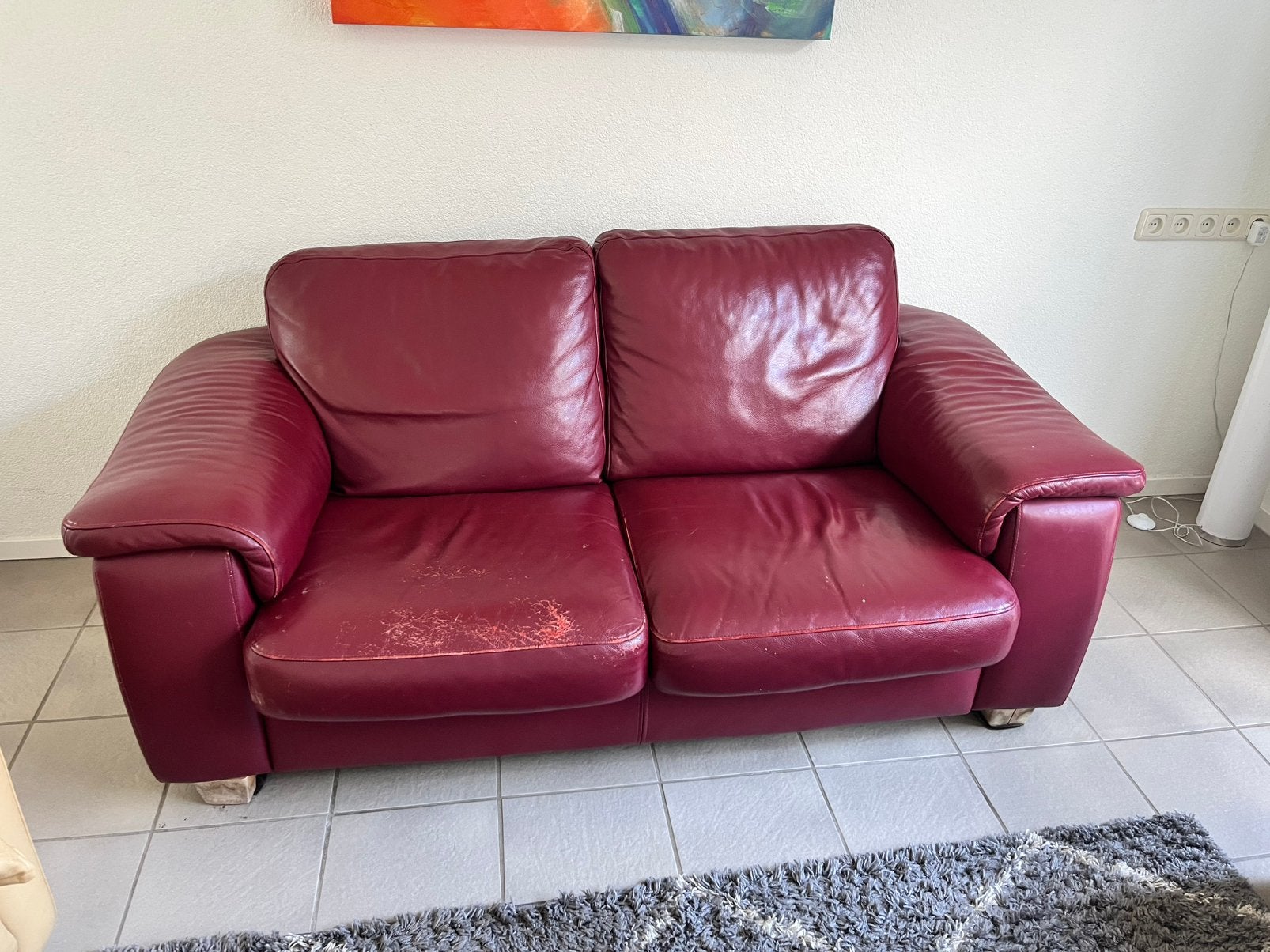 Gratis leren bank, Ophalen, Gebruikt, 75 tot 100 cm, Leer