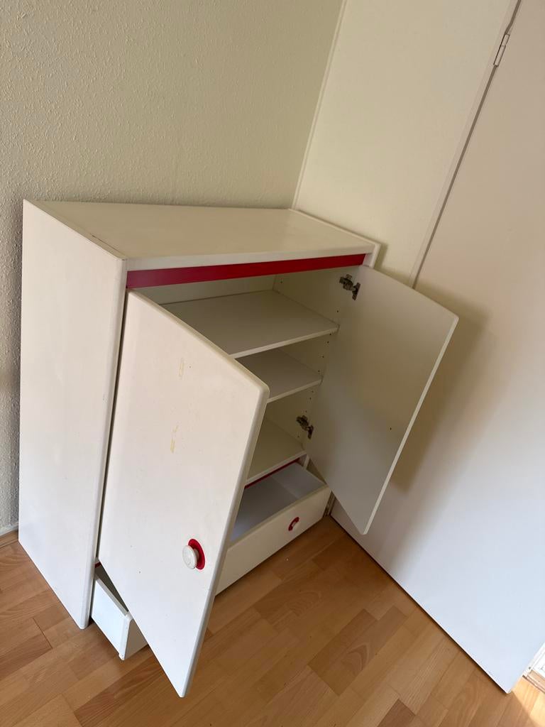 Witte kast met lade en planken, Huis en Inrichting, Kasten | Overige, Ophalen, Gebruikt