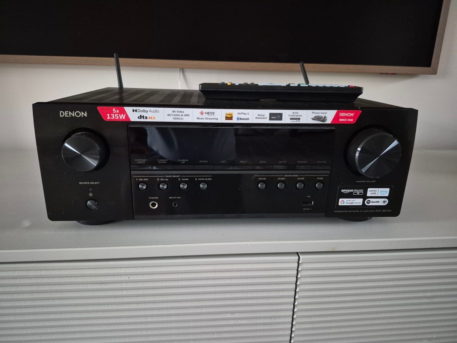 Denon 5.2 8K receiver met HEOS WiFi en Bluetooth ingebouwd, Audio, Tv en Foto, Versterkers en Receivers, Ophalen, Denon, Zo goed als nieuw