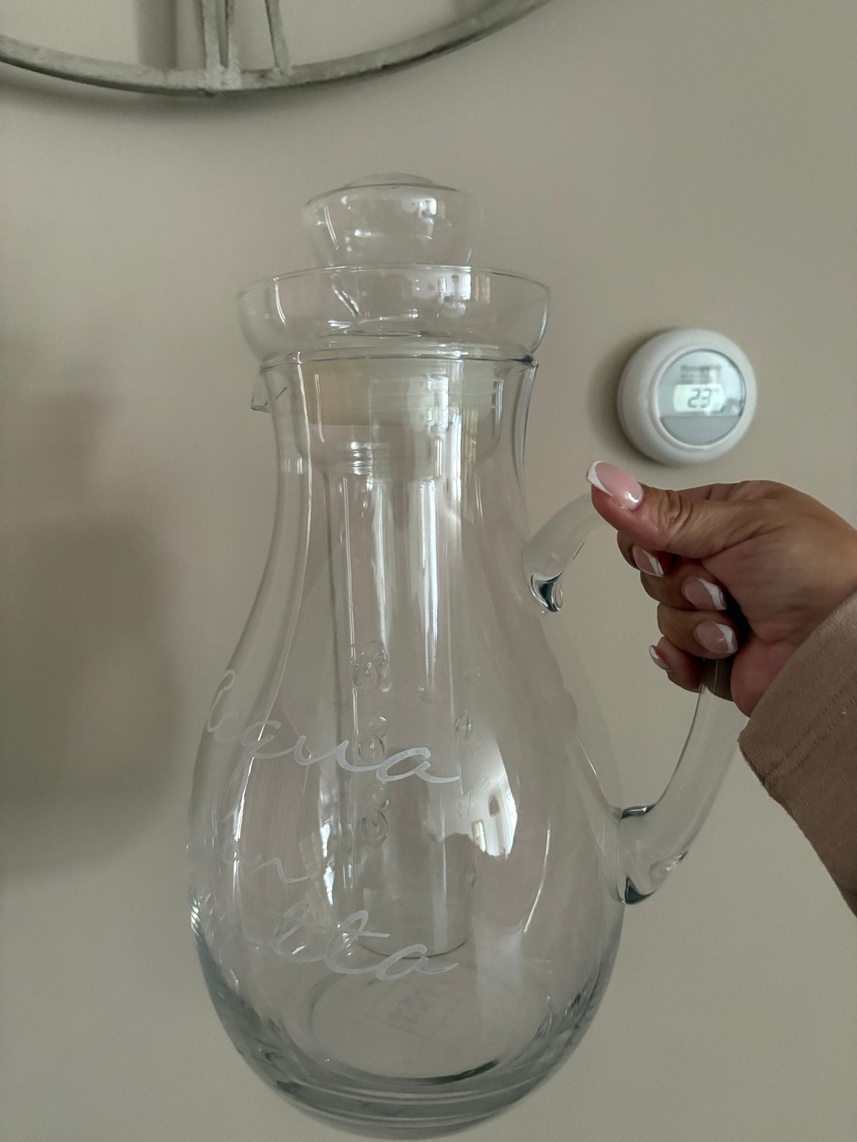 Rivièra Maison "Acqua con frutta" glazen karaf, Transparant, Met deksel, Ophalen of Verzenden, Glas
