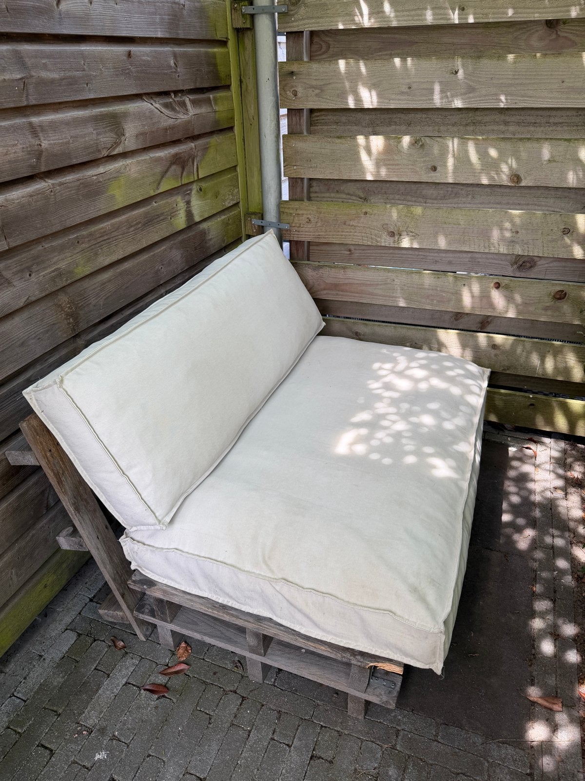 Palletbank met kussen, Ophalen, Gebruikt, 150 tot 200 cm, Tweepersoons