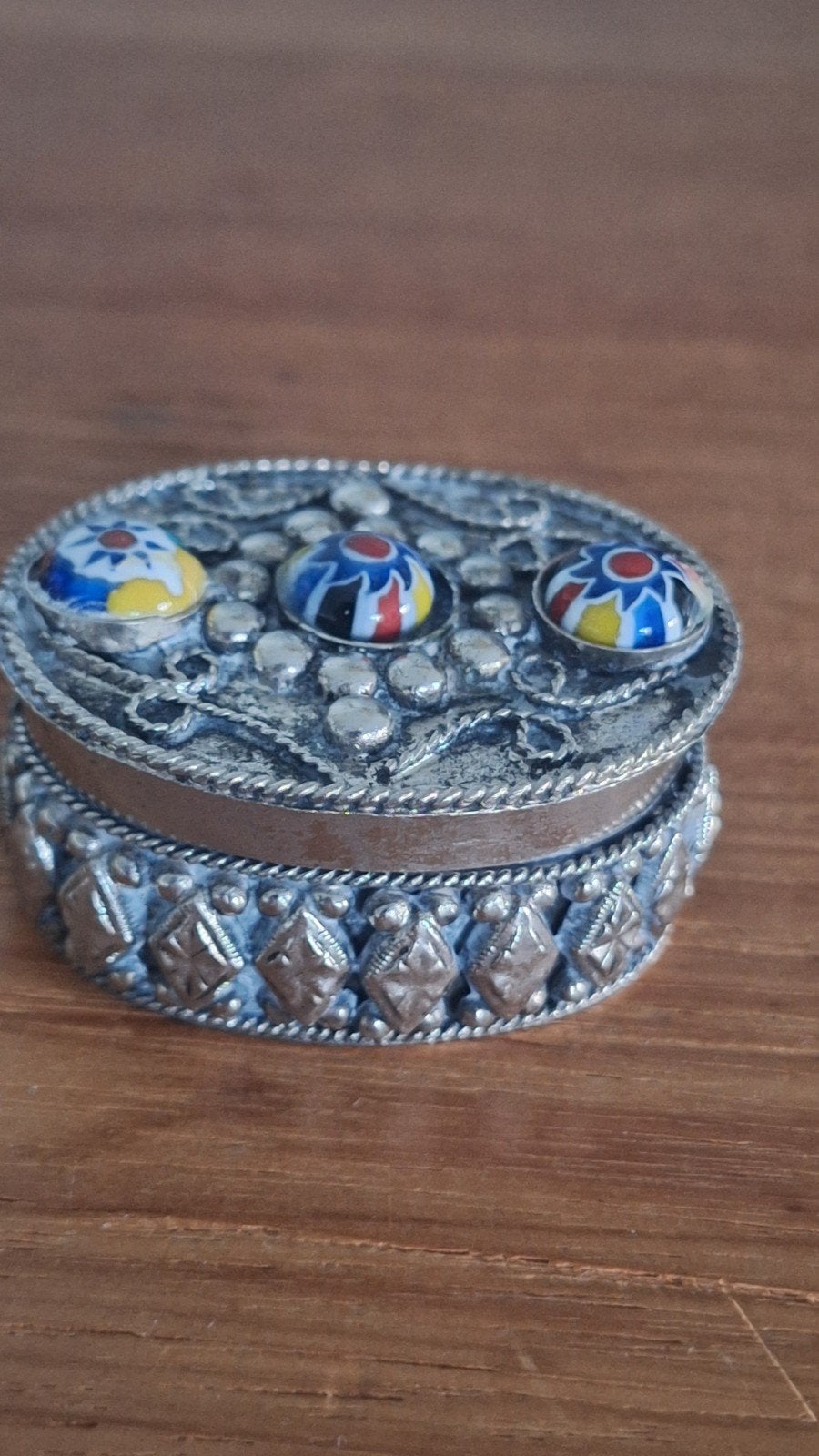 Vintage Millefiori Sieradendoosje / Pillendoosje – Jaren '60, Ophalen of Verzenden