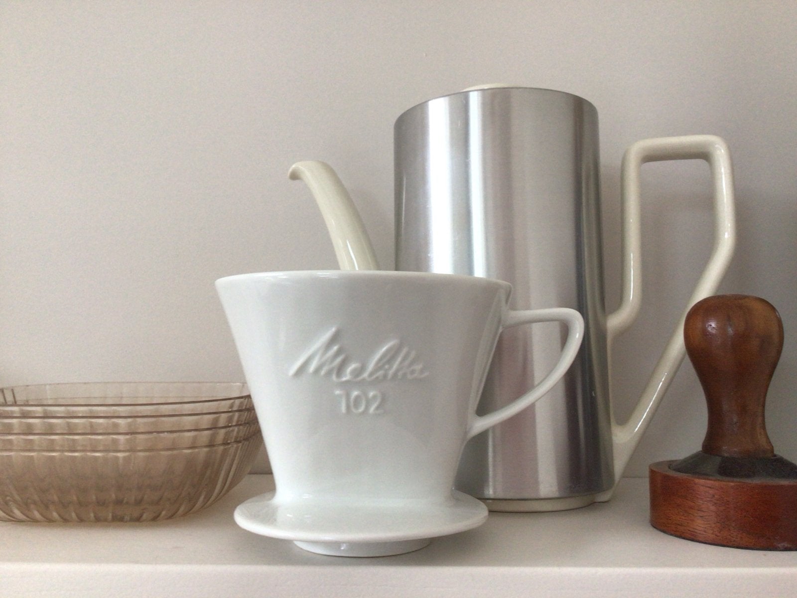 Melitta 102 Porseleinen Koffiefilterhouder - Wit, Overige typen, Ophalen of Verzenden, Zo goed als nieuw, Steen/keramiek