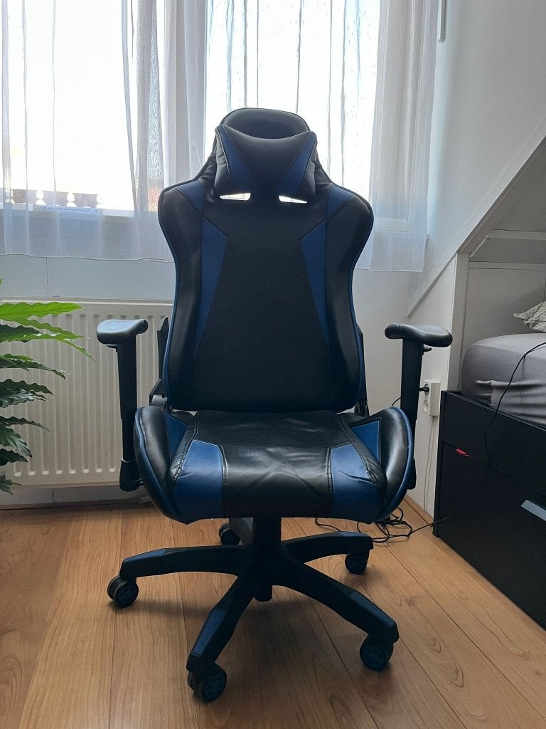 Blauwe Gamestoel in goede staat, Ophalen, Gebruikt, Zwart, Gaming bureaustoel
