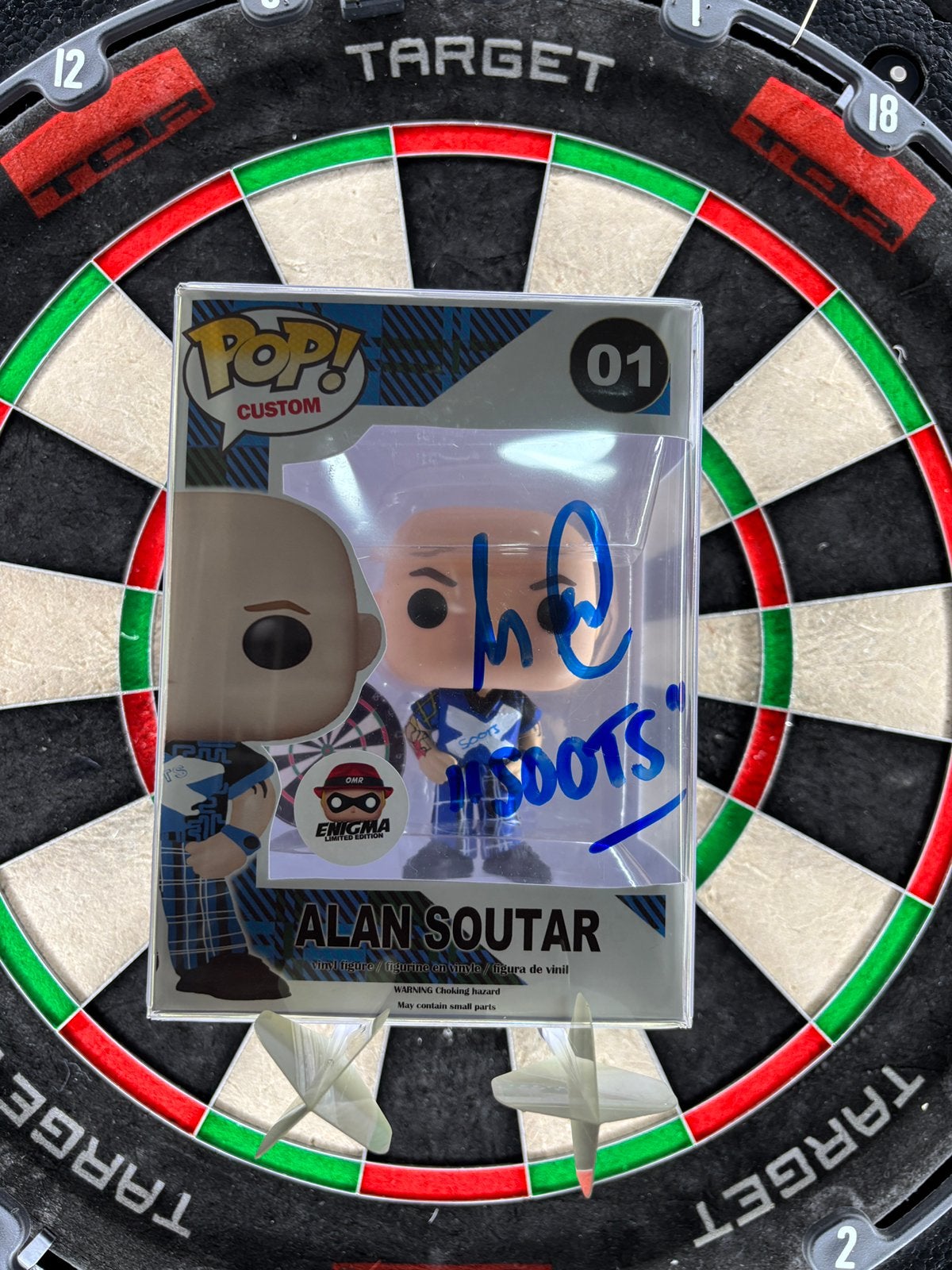Gesigneerde Custom Funko Pop Alan Soutar - Darts, Ophalen of Verzenden, Zo goed als nieuw