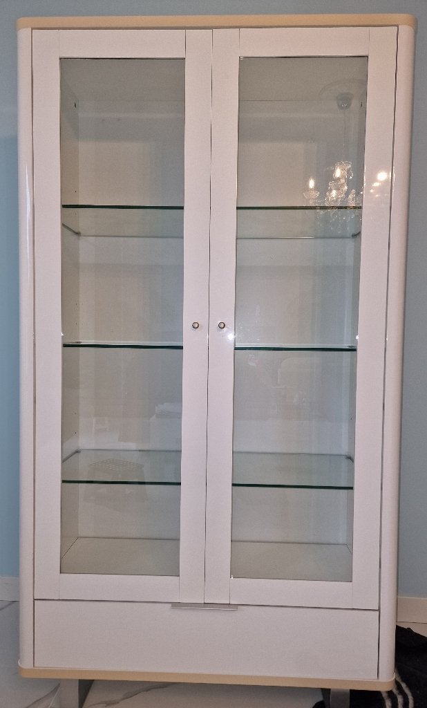 Vitrinekast Gwen hoogglans wit, Ophalen, Gebruikt, Met deur(en), 200 cm of meer