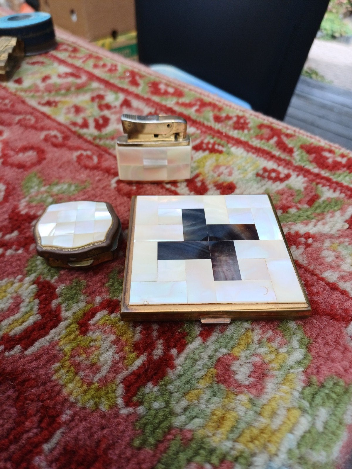 Vintage Parelmoeren IJdelheids Accessoires Set, Gebruikt, Onbekend, Onbekend, Agme