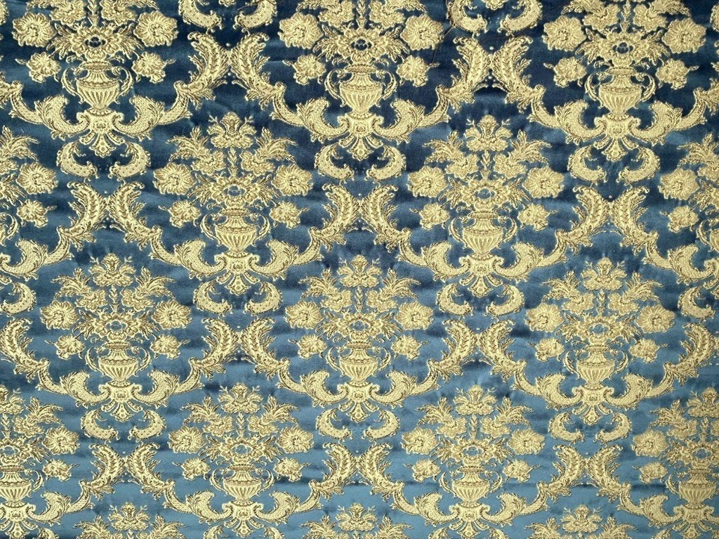 Saum & Viebahn Classic blauw+gouddraad; Barok; 2x meubelstof, Hobby en Vrije tijd, Overige materialen, Meerkleurig, 120 cm of meer