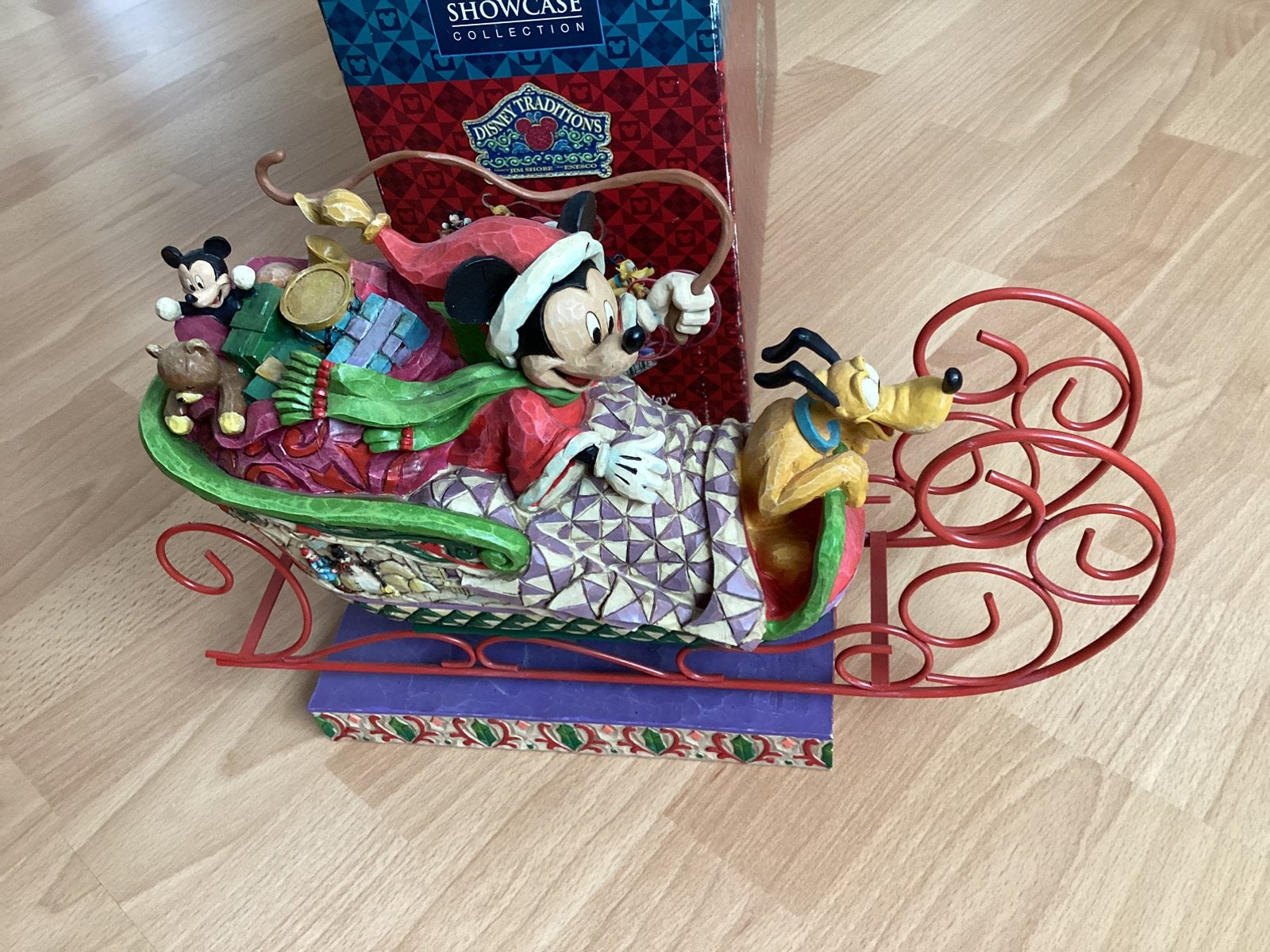 Disney traditions kerst slee met mickey en pluto, Ophalen, Mickey Mouse, Gebruikt, Beeldje of Figuurtje