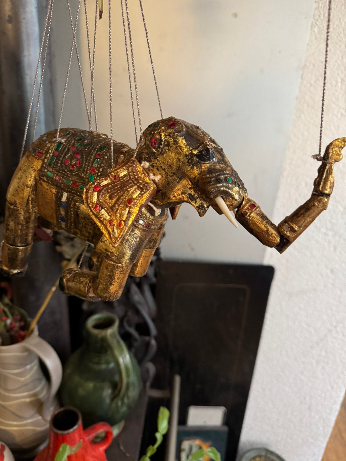 Gouden Olifant,Marionet,Birma,Mandalay,Speelgoed,Toy,vintage, Ophalen of Verzenden