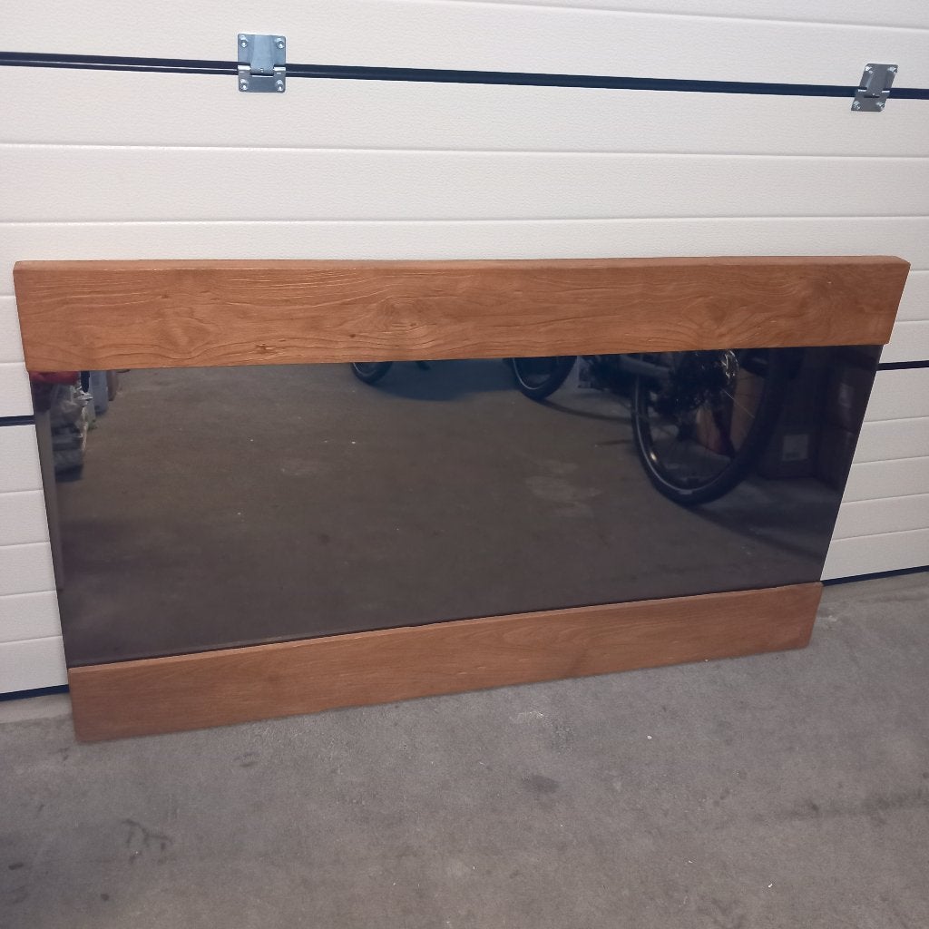 Houten wandspiegel (spiegel is brons) 140x80 cm, Ophalen, 125 cm of meer, Zo goed als nieuw, Minder dan 100 cm