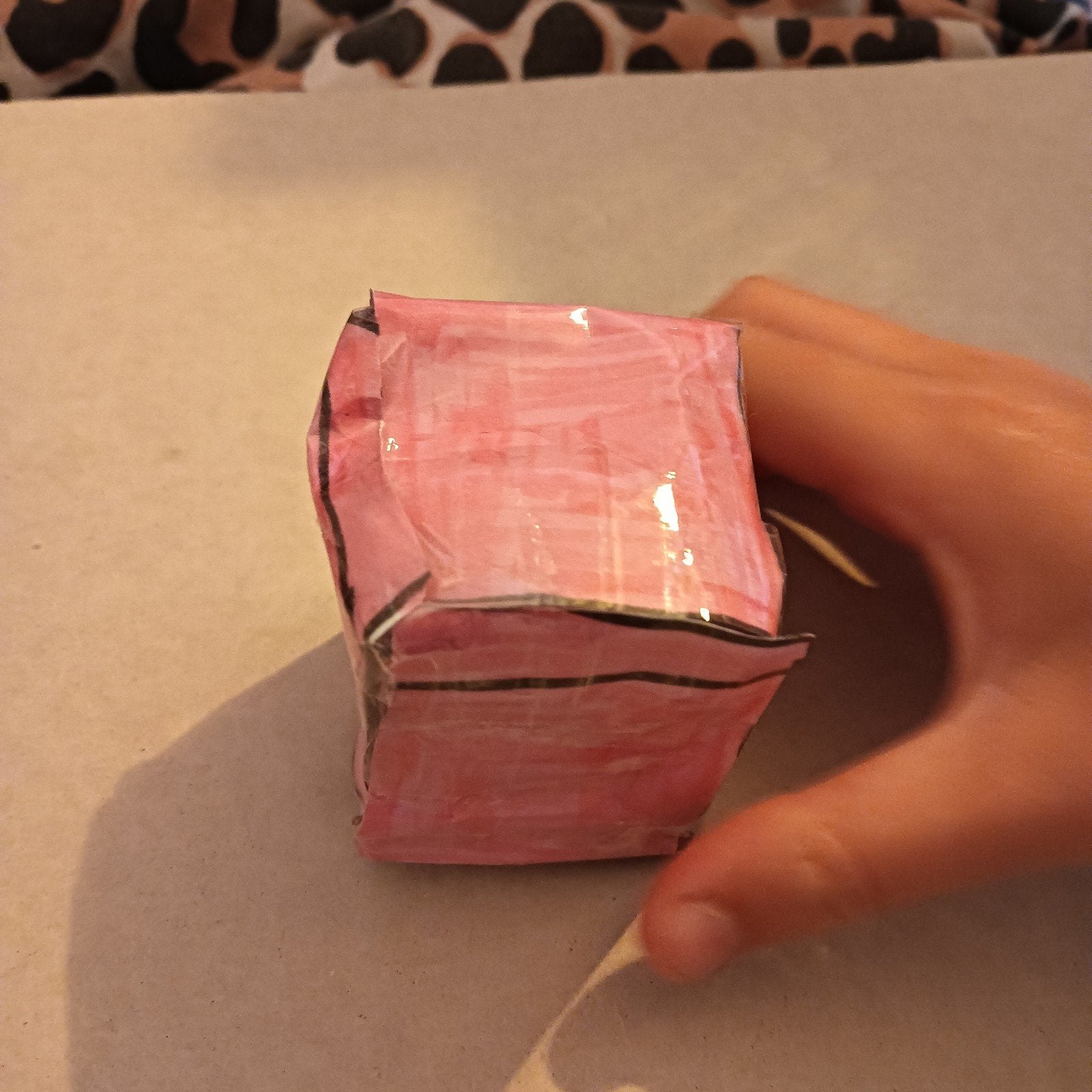 Paper Squishy Handgemaakte roze kubus, Ophalen, Handgemaakt, Roze, Knutselwerk