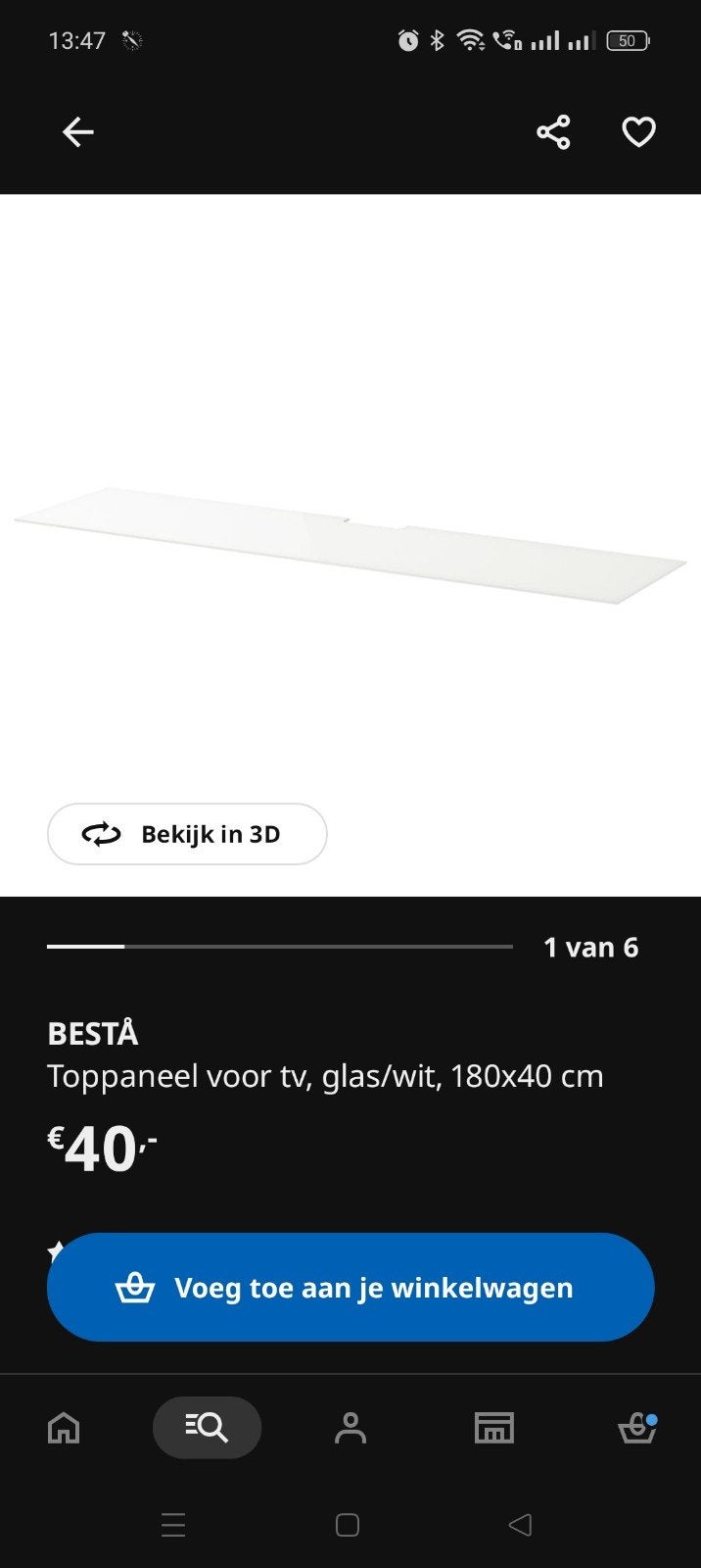 Besta glasplaat, Ophalen, 150 tot 200 cm, Zo goed als nieuw, Minder dan 100 cm