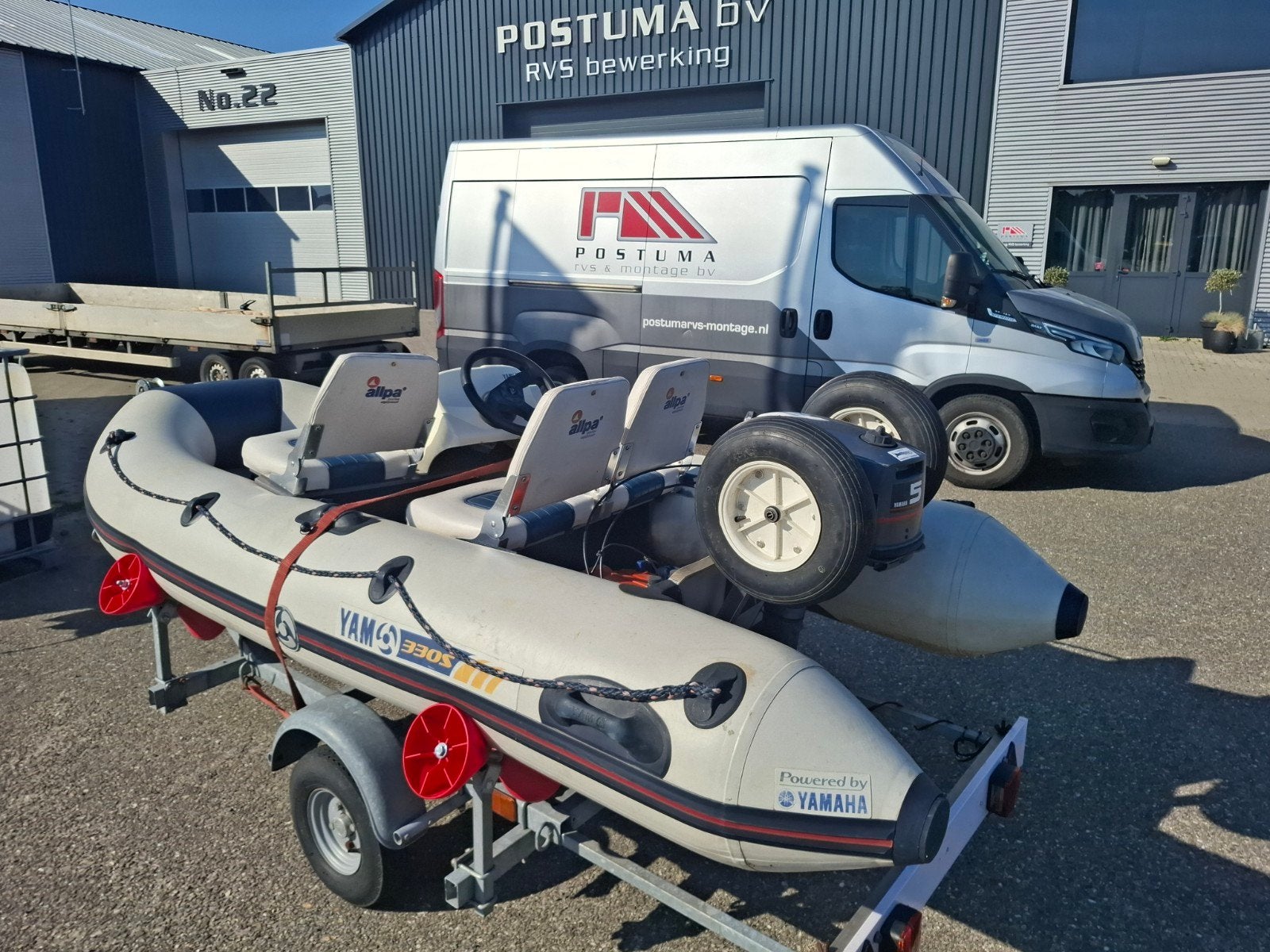 Yam 330s rubberboot compleet met trailer en motor, Ophalen, Afdekzeil, Yam