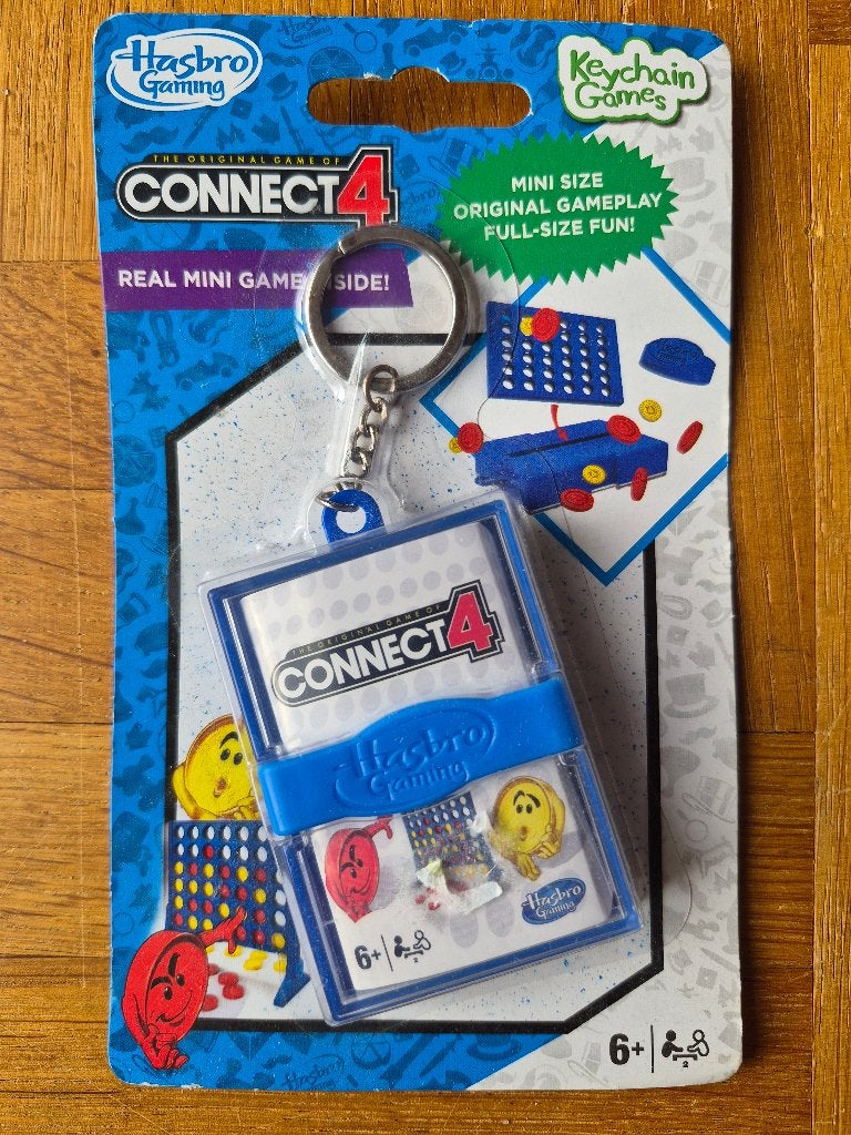4 op een rij - mini game - sleutelhanger- nieuw -nog geseald, Een of twee spelers, Ophalen, Nieuw, Hasbro Gaming