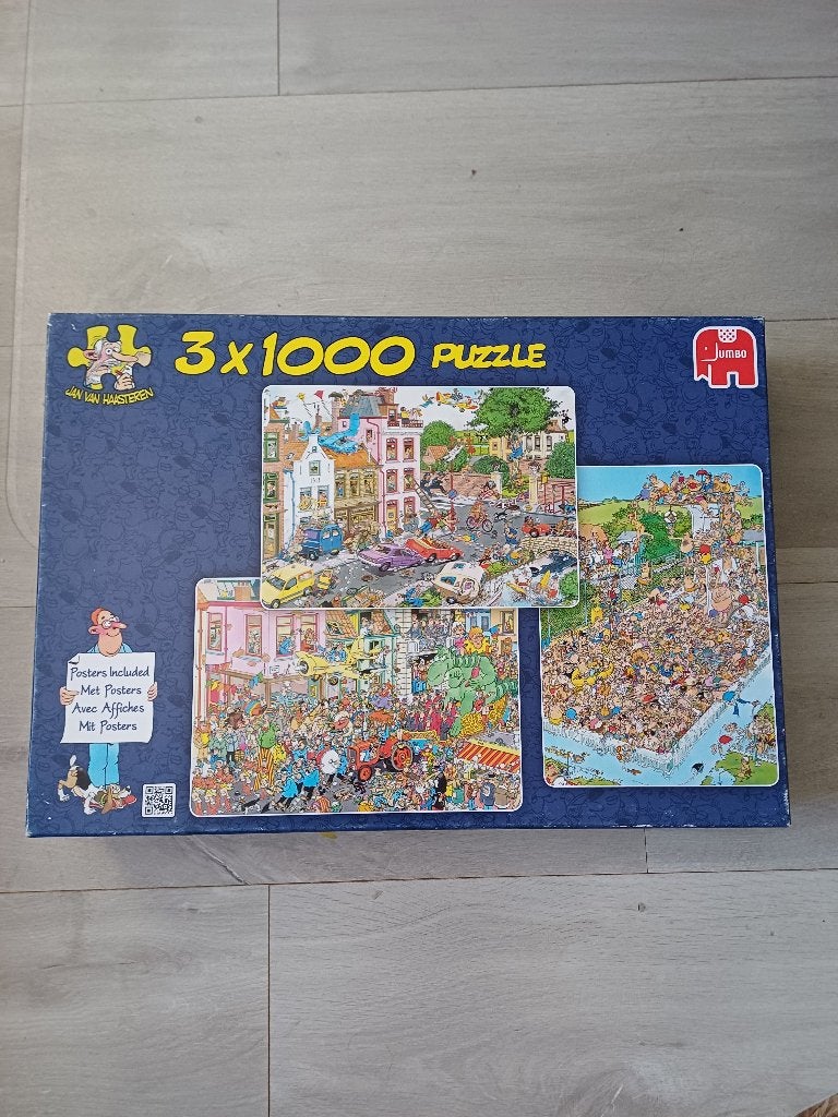 Puzzel Jan van Haasteren 3 x 1000 stukjes, Ophalen of Verzenden, 500 t/m 1500 stukjes, Zo goed als nieuw, Legpuzzel