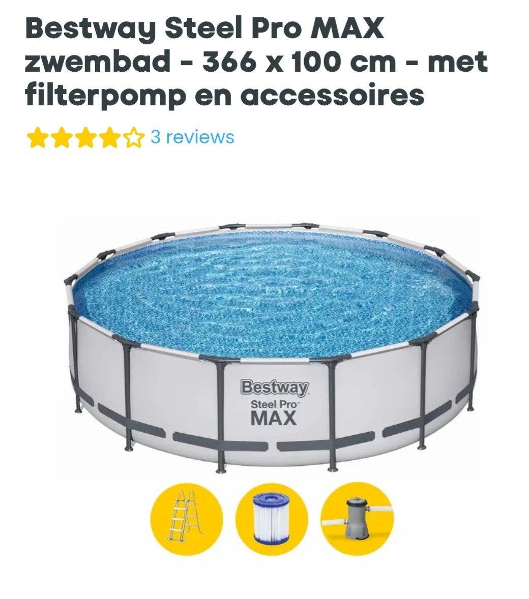 zwembad bestway 366cm, Tuin en Terras, Zwembaden, Ophalen, Gebruikt, Rond, 300 cm of meer