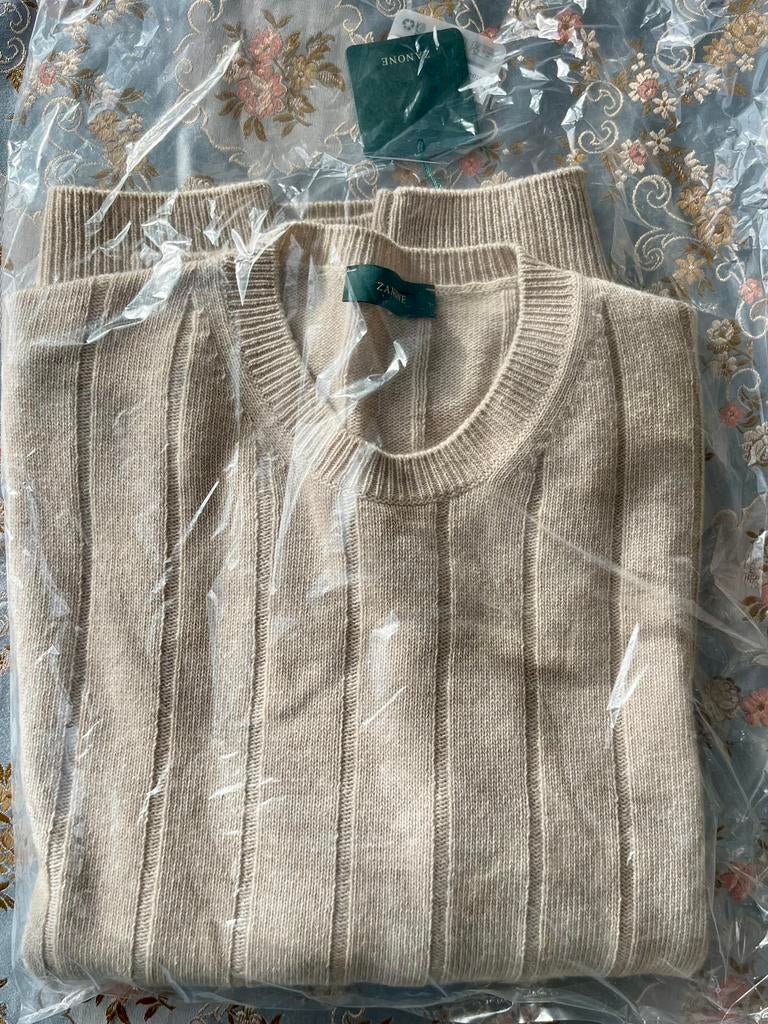 Zanone Sweater - Cashmere & Wool - 56 - New, Kleding | Heren, Ophalen of Verzenden, Nieuw, Maat 56/58 (XL), Beige