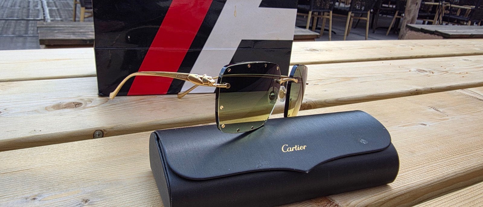 Cartier panter zonnebril met ongebruikelijke glazen bril was, Ophalen of Verzenden