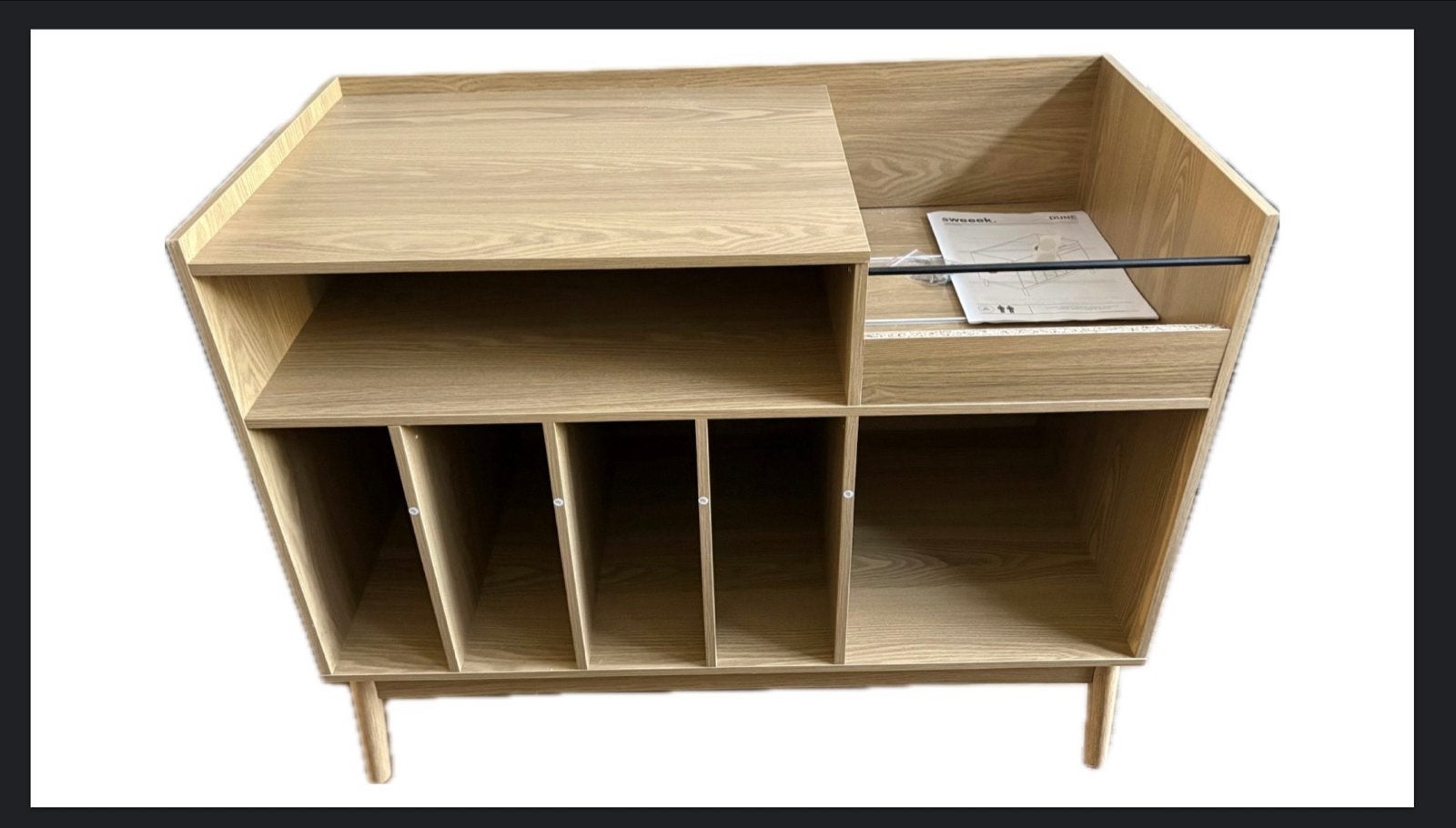 Nieuw LP meubel / platenkast met licht houtdecor, Huis en Inrichting, Kasten | Overige, Ophalen, Nieuw