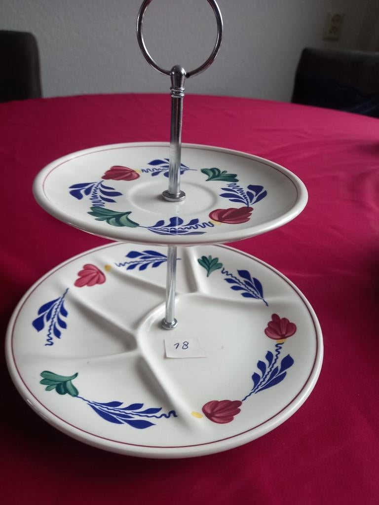 Boerenbont etagère,   spreukborden en 16 delig servies, Huis en Inrichting, Ophalen, Nieuw, Aardewerk, Boerenbont