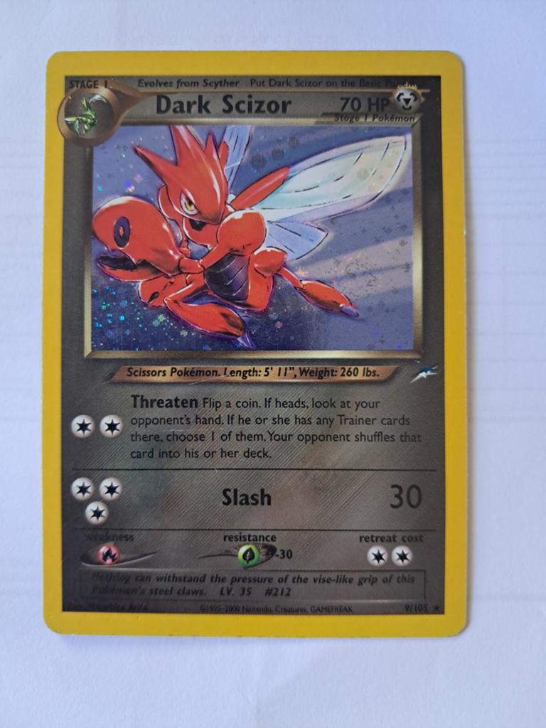 Dark Scizor 9/105 Neo Destiny, Hobby en Vrije tijd, Verzamelkaartspellen | Pokémon, Ophalen of Verzenden, Zo goed als nieuw, Losse kaart