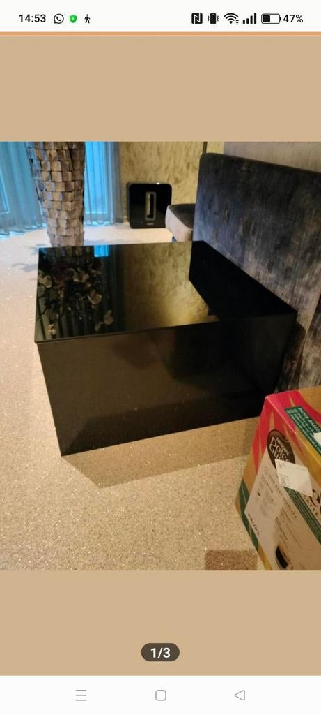 Tafel zwart inclusief Zwarte Glasplaat 70x70x40 hoogte, Huis en Inrichting, Tafels | Salontafels, Ophalen, Vierkant