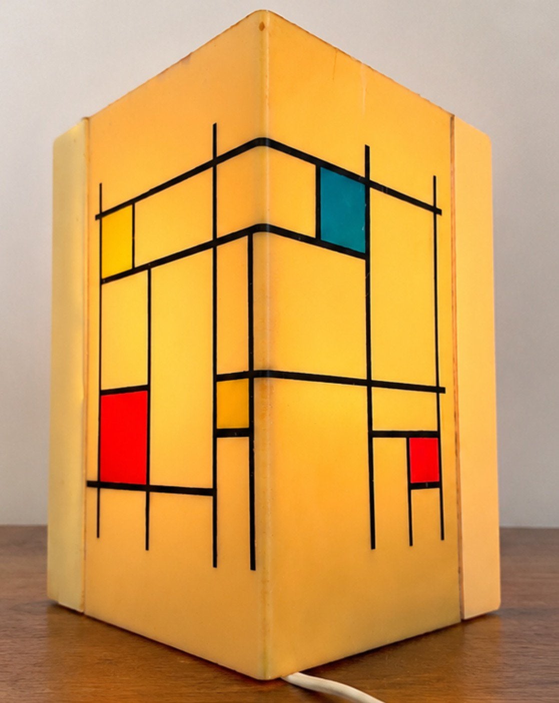 Vintage wandlamp Mondriaan stijl, Huis en Inrichting, Kunststof, Gebruikt, E14 (klein), Meerkleurig