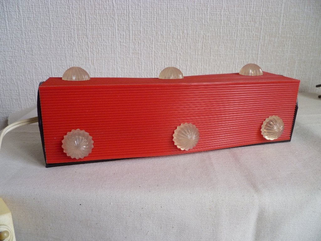 Retro vintage jaren 60 Brevettato Italië nachtlampje, Kunststof, Gebruikt, Rood, E14 (klein)