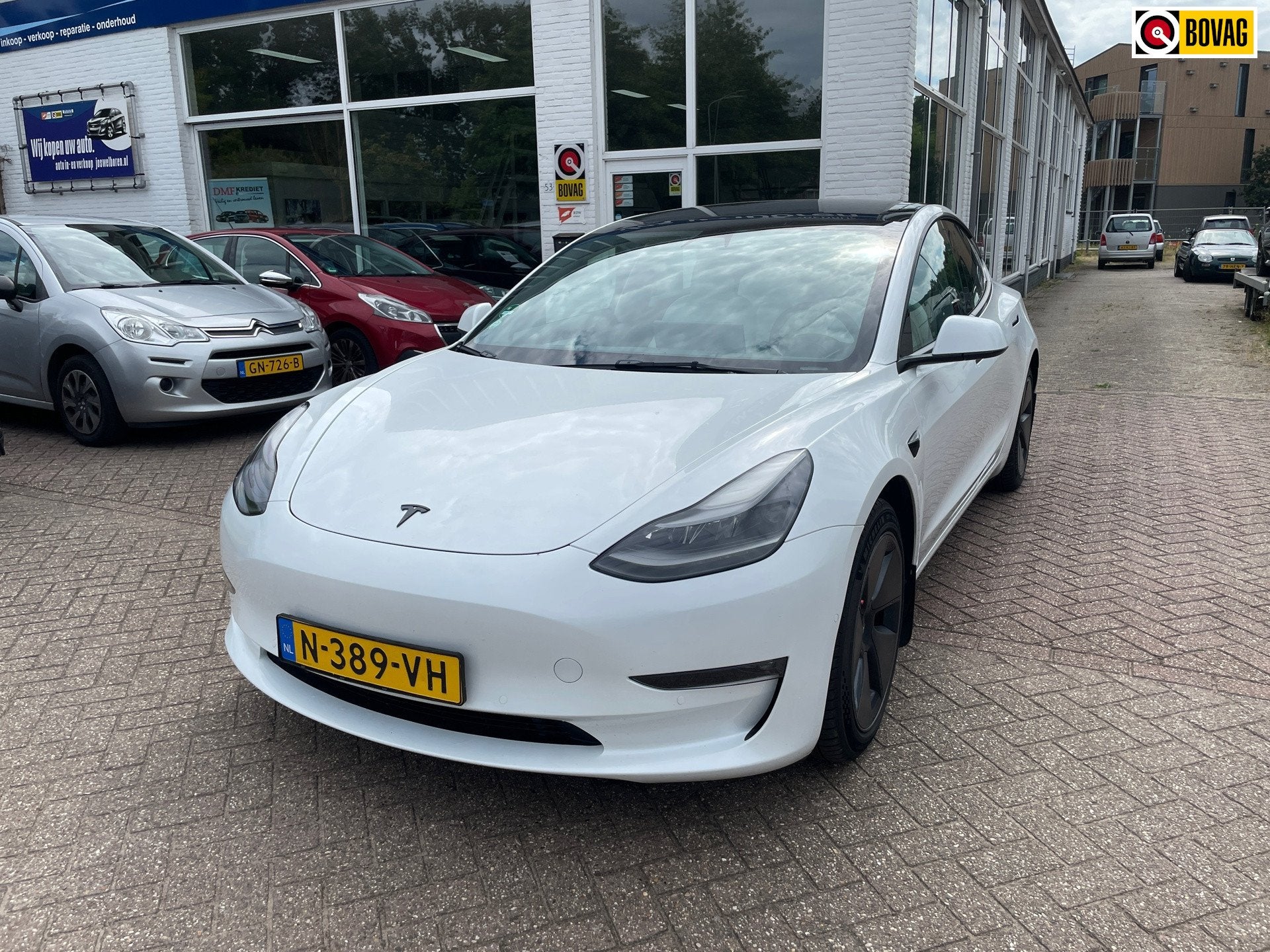 Tesla Model 3 Long Range AWD 75 kWh 31-12-2021 !, Auto's, Automaat, Gebruikt, Wit, Origineel Nederlands